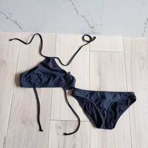 J. Crew Bikini Womens XXS Black Halter Top + Cheeky Bottoms